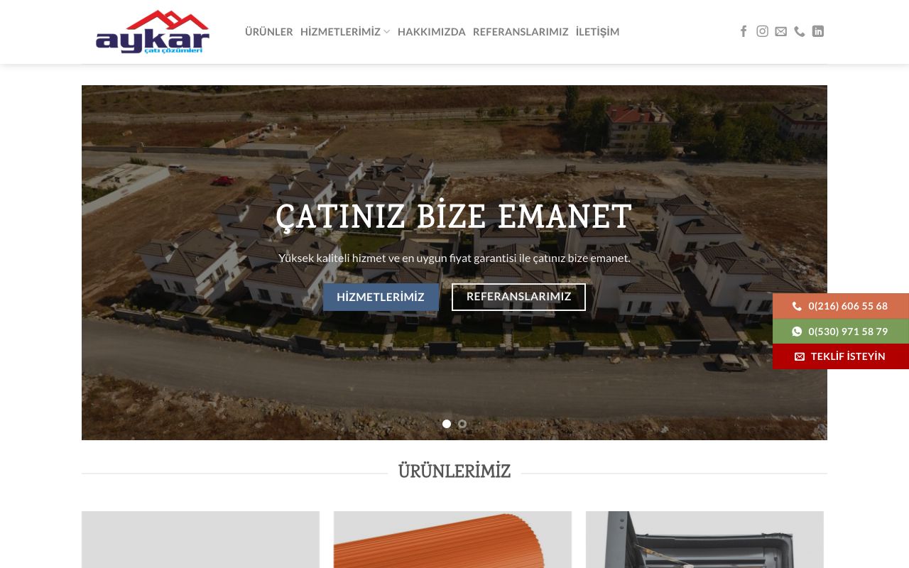 Aykar Çatı Web Tasarım Projesi
