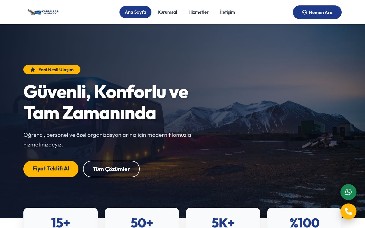 Kartallar Serviscilik Web Tasarım Projesi