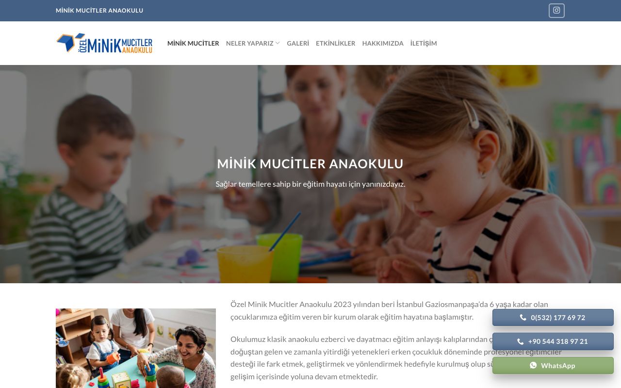 Minik Mucitler Anaokulu Web Tasarım Projesi
