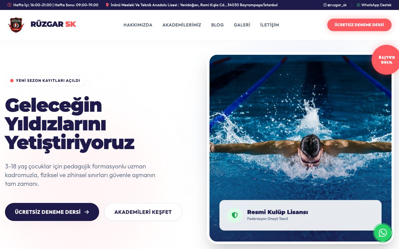 Rüzgar Spor Web Tasarım Projesi