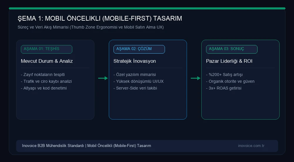 Mobil Öncelikli (Mobile-First) Web Tasarımı: Mobil Ziyaretçileri Satın Alan Müşterilere Dönüştürme Stratejik Süreç ve Veri Akış Mimarisi